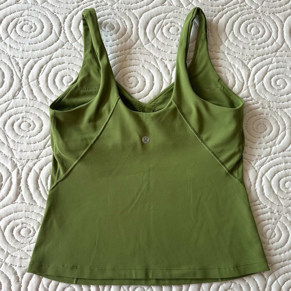 Lululemon Align tank top with shelf bra, size 8, beautiful moss green color